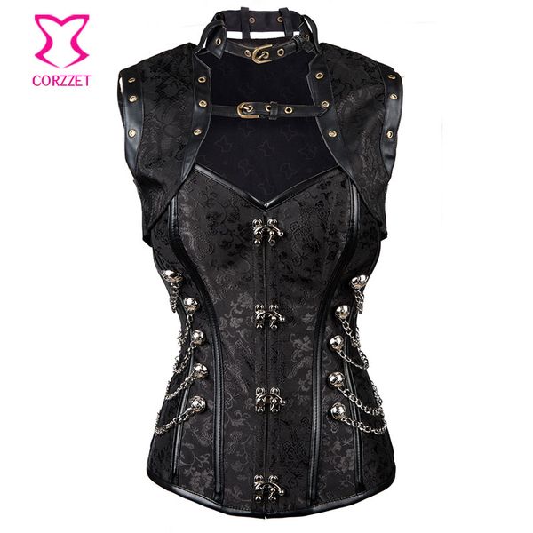 ladies vintage style black gothic clothing steampunk corset burlesque steel boned corselet overbust waist corsets & jacket, Black;white
ladies vintage style black gothic clothing steampunk corset burlesque steel boned corselet overbust waist corsets & jacket, Black;white