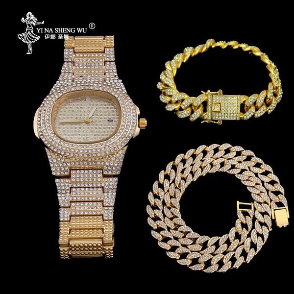 gold color necklace +watch+bracelet hip hop miami curb cuban chain iced out paved rhinestones cz bling rapper for men jewelry, Silver
gold color necklace +watch+bracelet hip hop miami curb cuban chain iced out paved rhinestones cz bling rapper for men jewelry, Silver