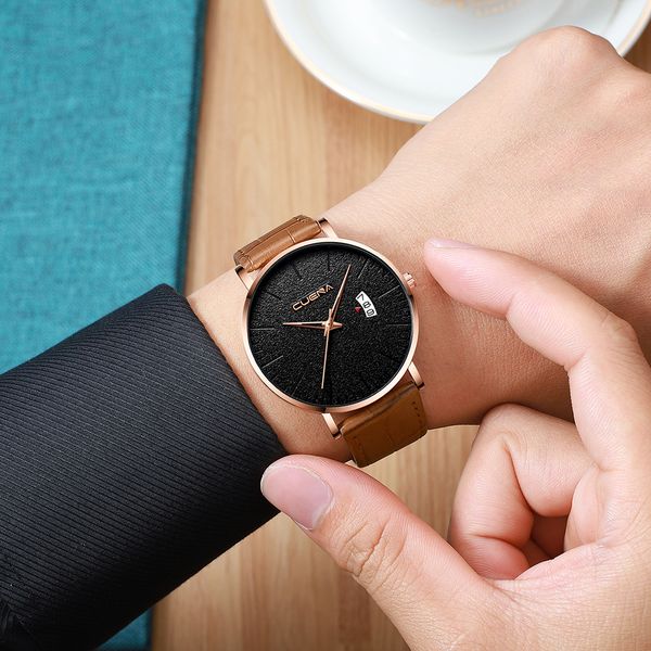cuena mens watches leather casual quartz watch men sport waterproof clock gold watch relogio masculino, Slivery;brown
cuena mens watches leather casual quartz watch men sport waterproof clock gold watch relogio masculino, Slivery;brown
