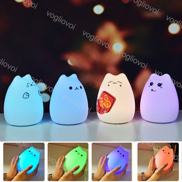Night Lights Silicone Novelty 1200ma Usb Rechargeable 7color Changing Mode Dimming Function With Touch Sensor For Kids Nursing Lamp Dhl