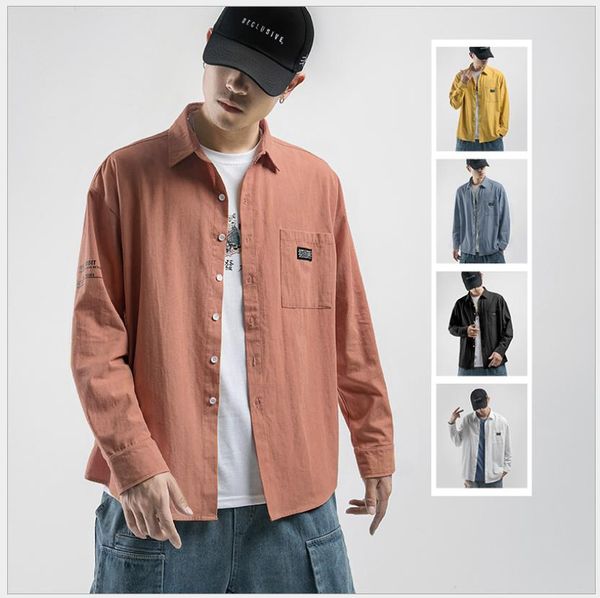f280 japanese style men shirts 2019 new men's shirt lapel solid color print long sleeve shirt turn down collar man shirt ing, White;black
f280 japanese style men shirts 2019 new men's shirt lapel solid color print long sleeve shirt turn down collar man shirt ing, White;black
