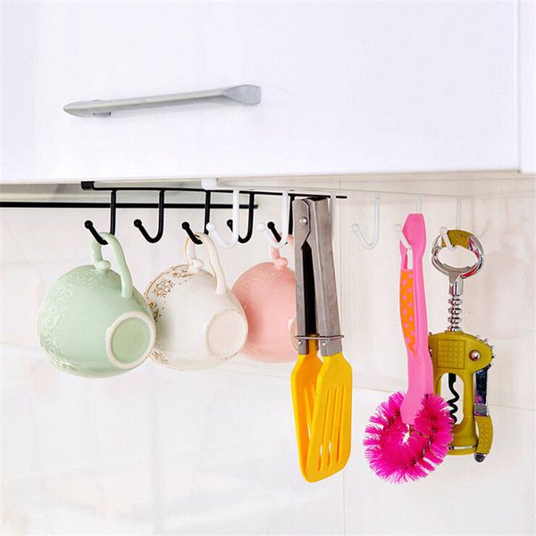 6 hooks cup holder hang kitchen cabinet under shelf storage rack organiser kitchen hanger hook ing
6 hooks cup holder hang kitchen cabinet under shelf storage rack organiser kitchen hanger hook ing