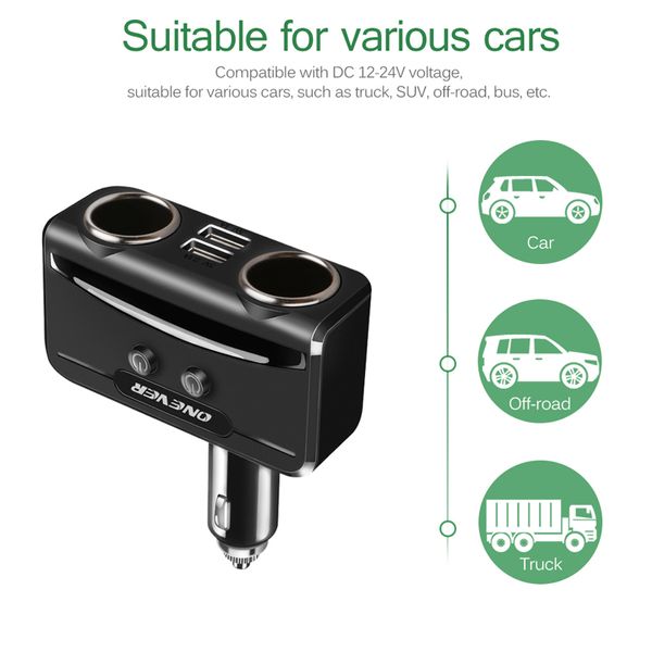 

12v-24v power adapter car usb cigarette lighter socket splitter max 5v 3.1a dual usb car charger with voltmeter lcd