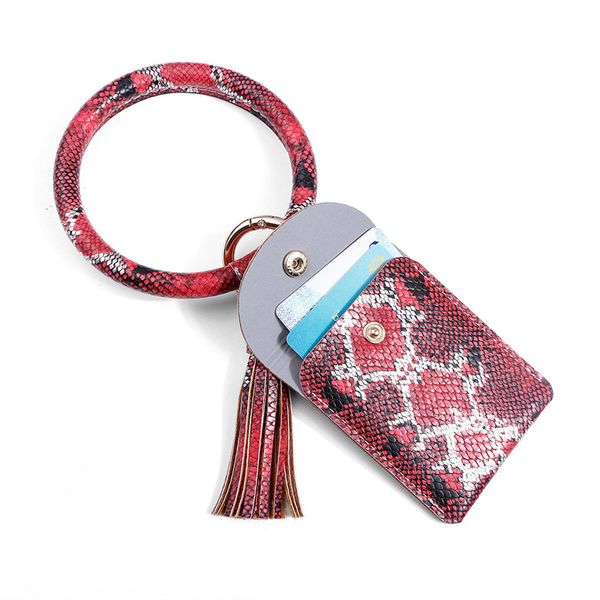 pu leather wallet keychain card bag tassel circle keyring wrist strap for women girls black green yellow, Silver 
pu leather wallet keychain card bag tassel circle keyring wrist strap for women girls black green yellow, Silver