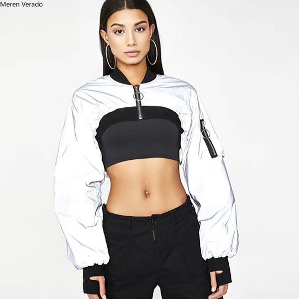 meren verado reflective silver zipper stitching jacket street exposed umbilical baseball uniform 2019 autumn women clothing, Black;brown
meren verado reflective silver zipper stitching jacket street exposed umbilical baseball uniform 2019 autumn women clothing, Black;brown