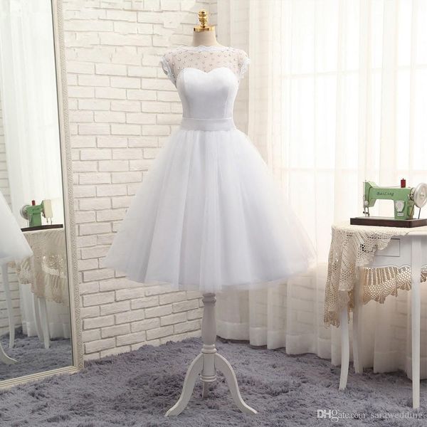 summer beach wedding dresses 2019 cap sleeves bridal gowns a-line knee length wedding gowns fast shipping, White
summer beach wedding dresses 2019 cap sleeves bridal gowns a-line knee length wedding gowns fast shipping, White