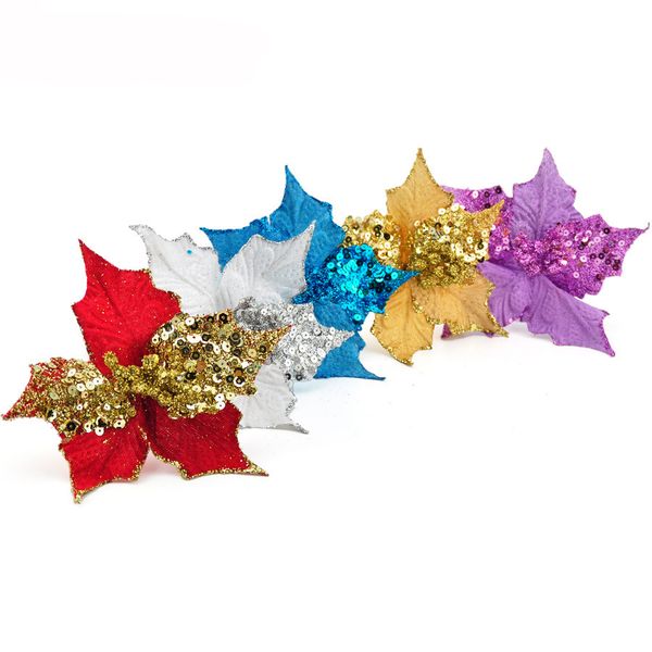 5pcs elegant cuttings artificial sequins flowers glitter poinsettia home ornaments festivals christmas tree decor party supplies
5pcs elegant cuttings artificial sequins flowers glitter poinsettia home ornaments festivals christmas tree decor party supplies