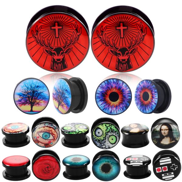 1 pair black acrylic screw fit flesh tunnel ear plug mona lisa's smile piercings gauges ear expander body jewelry stretcher, Slivery;golden
1 pair black acrylic screw fit flesh tunnel ear plug mona lisa's smile piercings gauges ear expander body jewelry stretcher, Slivery;golden