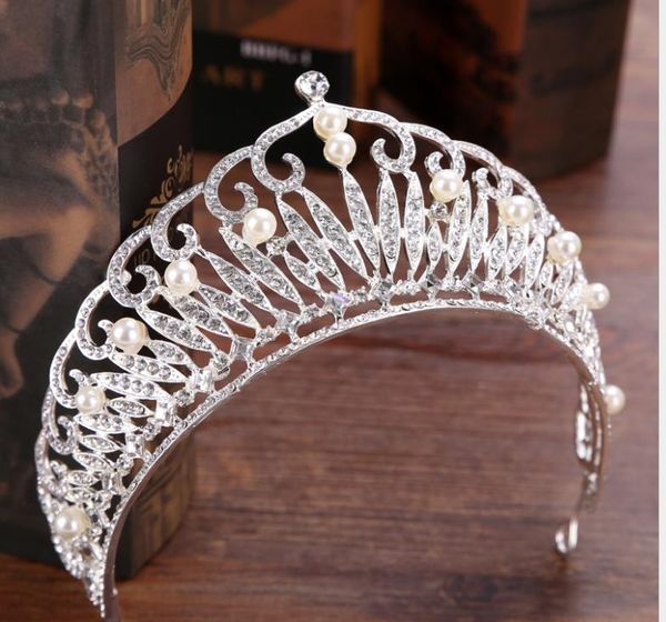 new bridal headwear fine pearl crown bridal princess crown wedding accessories crown hair accessories, Silver
new bridal headwear fine pearl crown bridal princess crown wedding accessories crown hair accessories, Silver