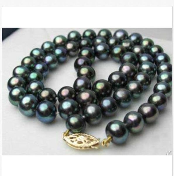 qaq stunning 10-11mm round tahitian black green pearl necklace 18inch 14k, Silver
qaq stunning 10-11mm round tahitian black green pearl necklace 18inch 14k, Silver