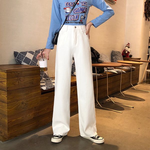 beige wide-leg jeans for women are loose and slim, high waisted and slim, with a droopy mop, Blue
beige wide-leg jeans for women are loose and slim, high waisted and slim, with a droopy mop, Blue
