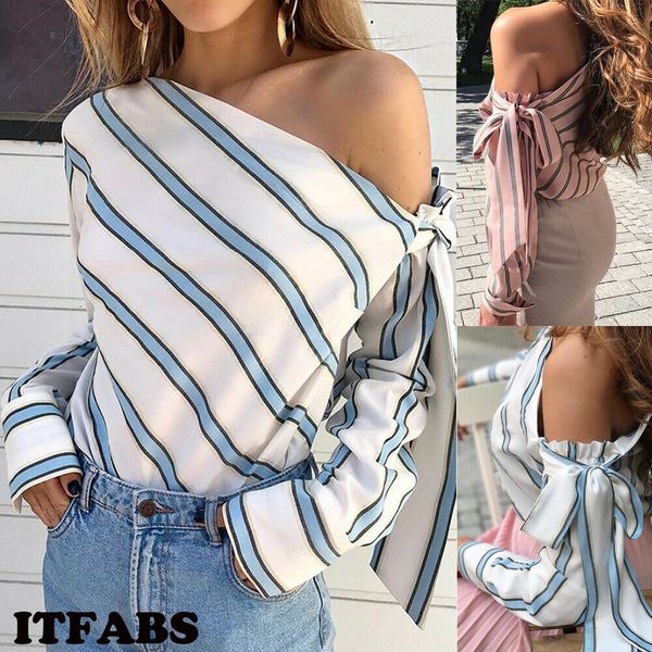hirigin brand striped one shoulder harajuku shirt women girls casual loose long sleeve shirt blouse streetwear, White
hirigin brand striped one shoulder harajuku shirt women girls casual loose long sleeve shirt blouse streetwear, White