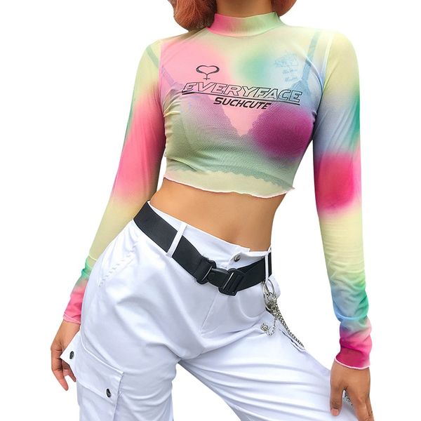 2020 women crop ladies letter printing perspective t-shirt female long-sleeve colorful rainbow t-shirts, White
2020 women crop ladies letter printing perspective t-shirt female long-sleeve colorful rainbow t-shirts, White