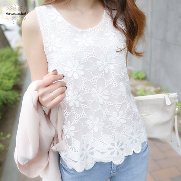блуза без рукавов рубашки femininas лето топы блузы lace элегантный женский blusas вязания повседневный венчик цветка плюс размер женщин, White 
блуза без рукавов рубашки femininas лето топы блузы lace элегантный женский blusas вязания повседневный венчик цветка плюс размер женщин, White