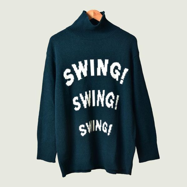 2019 new fall and winter temperament wild solid color turtleneck letters printed women loose sweater top, White;black
2019 new fall and winter temperament wild solid color turtleneck letters printed women loose sweater top, White;black