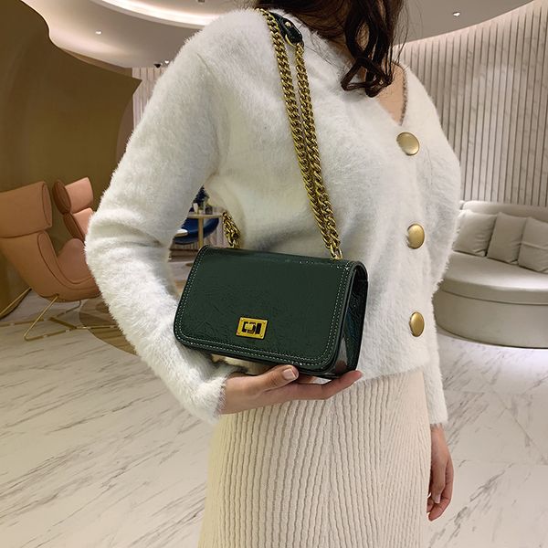 women's bag handbag black red green khaki bright leather women's one shoulder slant bag