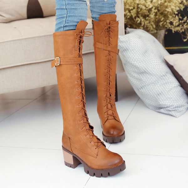 shoes woman 2019 women fashion high heels wild cross lace-up belt buckle chunky middle-tube boots women winter boots shoe, Black
shoes woman 2019 women fashion high heels wild cross lace-up belt buckle chunky middle-tube boots women winter boots shoe, Black