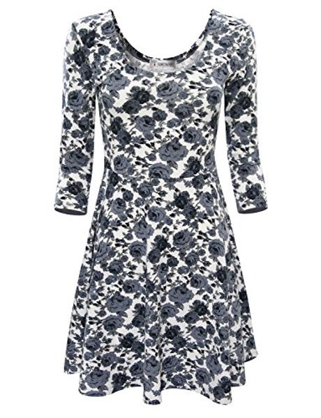 tam ware women elegant floral print 3/4 sleeve scoop neck flare dress, Black;gray
tam ware women elegant floral print 3/4 sleeve scoop neck flare dress, Black;gray