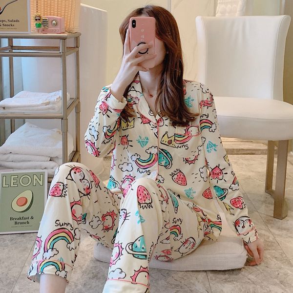 selling spring and autumn new style pajamas women long sleeve fold-down collar cardigan cute cartoon tracksuit women's suit, Black;brown
selling spring and autumn new style pajamas women long sleeve fold-down collar cardigan cute cartoon tracksuit women's suit, Black;brown