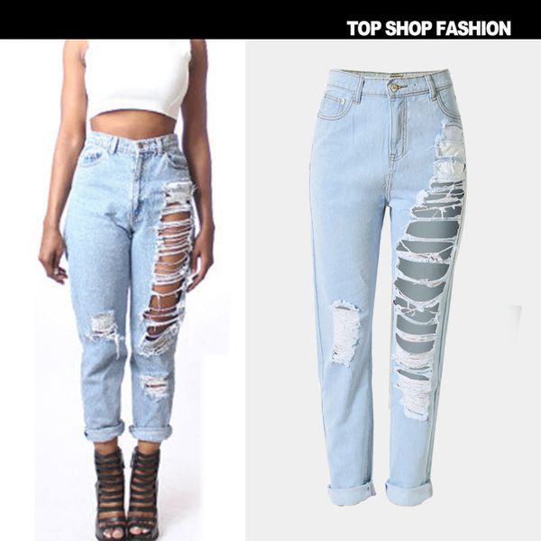 spring 2018 ripped boyfriend jeans distressed vintage hole women jeans high waist ankle-length denim pants, Blue
spring 2018 ripped boyfriend jeans distressed vintage hole women jeans high waist ankle-length denim pants, Blue