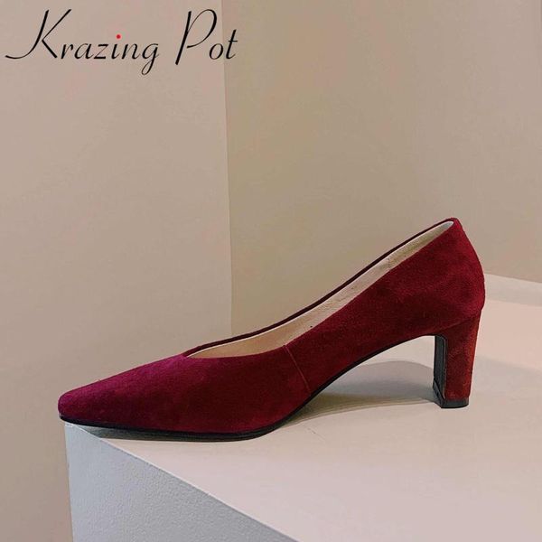 krazing pot new big size women shoes kid suede small square toe high heels simple cozy breathable spring slip on pumps l29, Black
krazing pot new big size women shoes kid suede small square toe high heels simple cozy breathable spring slip on pumps l29, Black
