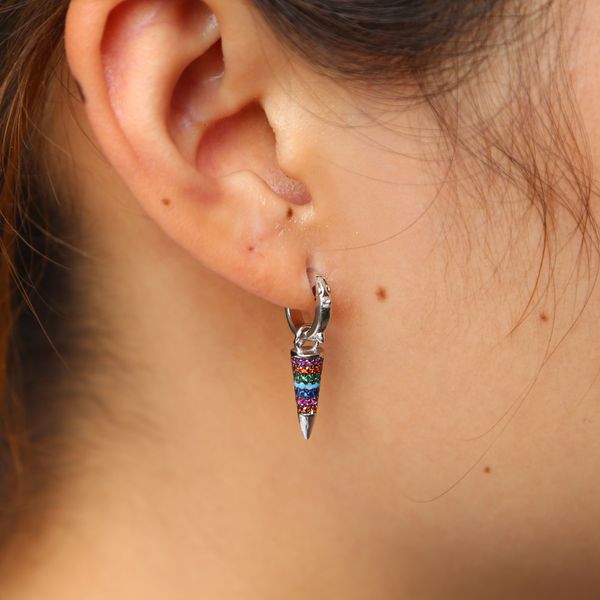 fashion- jewelry design colored cz 2018 summer beach tiny spikes punk elegance multi color stone spike dangle fashion earring, Silver
fashion- jewelry design colored cz 2018 summer beach tiny spikes punk elegance multi color stone spike dangle fashion earring, Silver