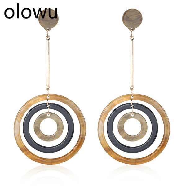 olowu new personality bohemian long big circle drop earrings brincos light brown color acrylic boho geometry dangle earring, Silver
olowu new personality bohemian long big circle drop earrings brincos light brown color acrylic boho geometry dangle earring, Silver