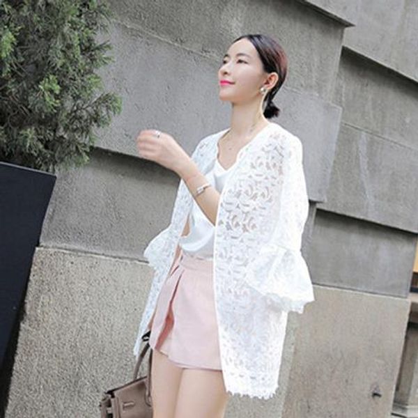 2019 summer cardigan women eugen yarn thin section outside jacket white lace long-sleeved sun clothes ae931, Black;brown
2019 summer cardigan women eugen yarn thin section outside jacket white lace long-sleeved sun clothes ae931, Black;brown