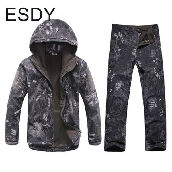 winter windproof thermal waterproof soft shell jacket + pants men outdoor climbing hiking warm camouflage coat trousers sets, Blue;black
winter windproof thermal waterproof soft shell jacket + pants men outdoor climbing hiking warm camouflage coat trousers sets, Blue;black