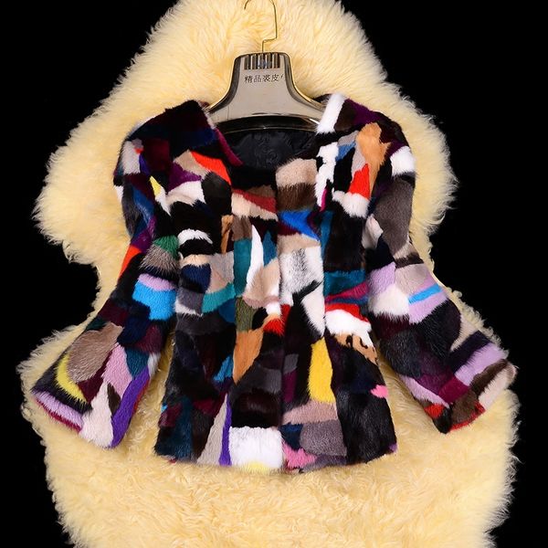 mink skin jacket fashion color block patchwork fur short outerwear 2019 autumn and winter new round neck women's clothing, Black
mink skin jacket fashion color block patchwork fur short outerwear 2019 autumn and winter new round neck women's clothing, Black