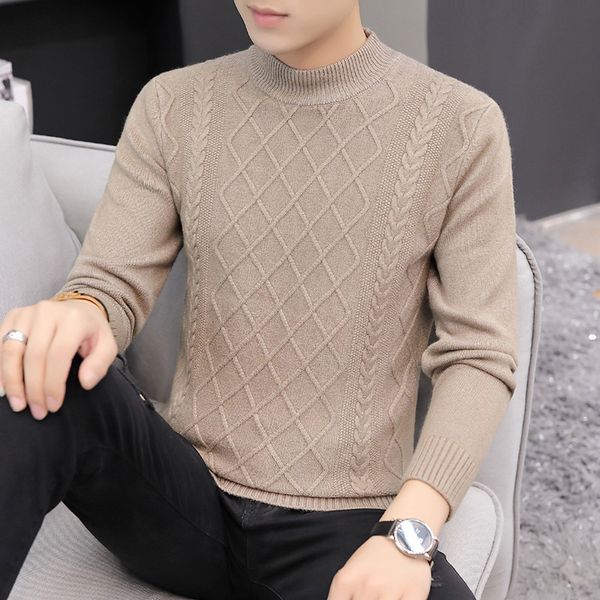 men's trendy sweater youth korean slim round neck jacquard handsome casual pullover turtleneck utility clothes, White;black
men's trendy sweater youth korean slim round neck jacquard handsome casual pullover turtleneck utility clothes, White;black