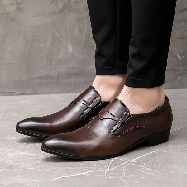 new vintage pointed toe slip on man casual shoes genuine leather handmade penny loafers comfortable men's daily flats js317, Black
new vintage pointed toe slip on man casual shoes genuine leather handmade penny loafers comfortable men's daily flats js317, Black