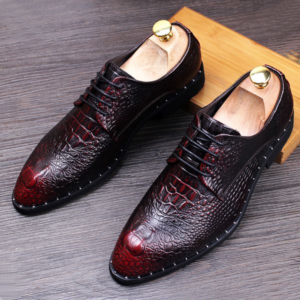 stephoes 2019 men fashion leather oxfords crocodile pattern rivets shoes male dress derby shoes wedding pointed toe formal, Black
stephoes 2019 men fashion leather oxfords crocodile pattern rivets shoes male dress derby shoes wedding pointed toe formal, Black