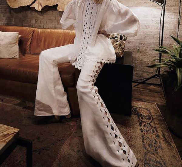 twotwinstyle casual solid hollow out women set turtleneck puff sleeve slim wide leg pants two piece set elegant spring 2019, White
twotwinstyle casual solid hollow out women set turtleneck puff sleeve slim wide leg pants two piece set elegant spring 2019, White