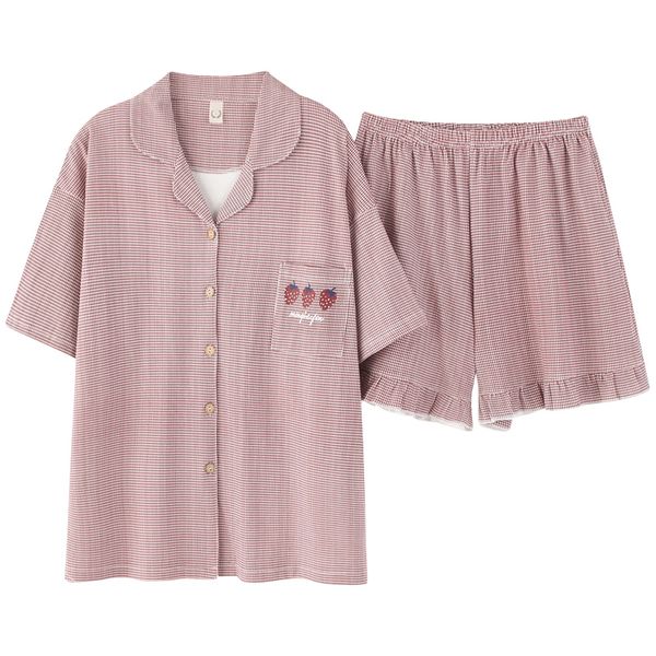 caiyier pink grid print pajamas set summer cotton sleepwear loose turn-down collar short sleeve for women casual pijamas homewea, Black;red
caiyier pink grid print pajamas set summer cotton sleepwear loose turn-down collar short sleeve for women casual pijamas homewea, Black;red