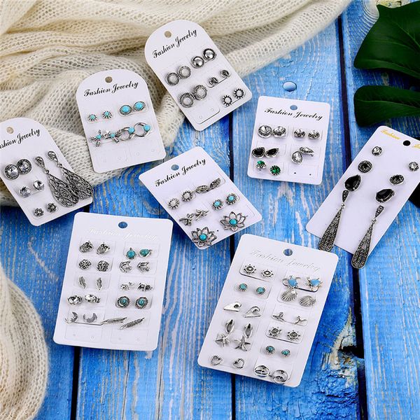 boho vintage silver color alloy earrings set for women classic heart cross round crystal stud earrings boucle d'oreille femme, Golden;silver
boho vintage silver color alloy earrings set for women classic heart cross round crystal stud earrings boucle d'oreille femme, Golden;silver