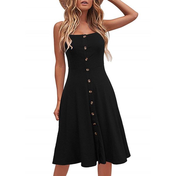 Women Casual Beach Summer Dresses Solid Cotton A-Line Spaghetti Strap Button Down Midi Sexy Dress Sundress
Women Casual Beach Summer Dresses Solid Cotton A-Line Spaghetti Strap Button Down Midi Sexy Dress Sundress