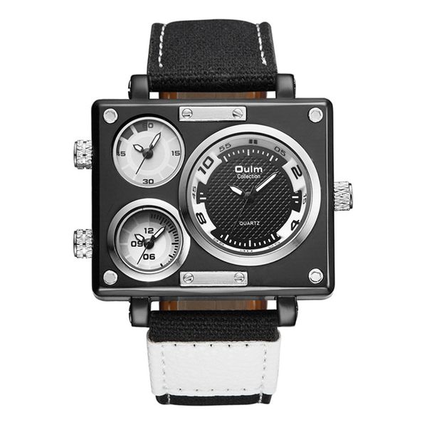 luxury designer men's quartz watch large square dial three time zones canvas strap stylish casual personalized men's watch, Slivery;brown
luxury designer men's quartz watch large square dial three time zones canvas strap stylish casual personalized men's watch, Slivery;brown