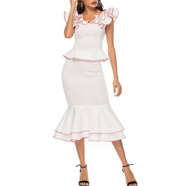 summer casual ruffles patchwork red striped women two piece set o neck ruffled sleeve zipper trumpet sheath skirt e268, White
summer casual ruffles patchwork red striped women two piece set o neck ruffled sleeve zipper trumpet sheath skirt e268, White
