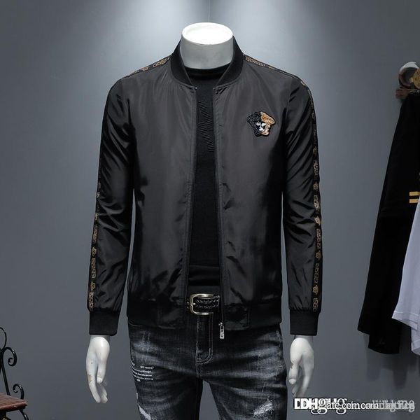 2020 модельер куртка роскошная куртка молния с животным письмо тенденция письмо печати шаблон плюс размер одежды m-4xl, Black;brown