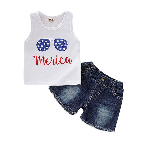 summer children clothes baby boys clothes casual sleeveless print vest +denim shorts suits fourth of july costume set, White
summer children clothes baby boys clothes casual sleeveless print vest +denim shorts suits fourth of july costume set, White