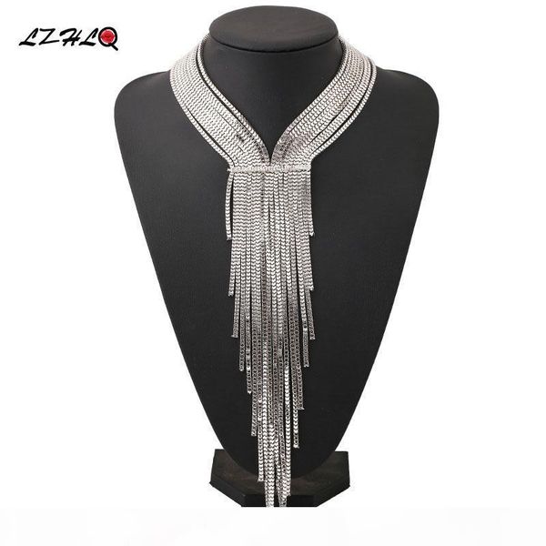 lzhlq bohemian women exaggerated big necklace chunky jewelry long chain tassel personality statement style choker collares, Silver
lzhlq bohemian women exaggerated big necklace chunky jewelry long chain tassel personality statement style choker collares, Silver