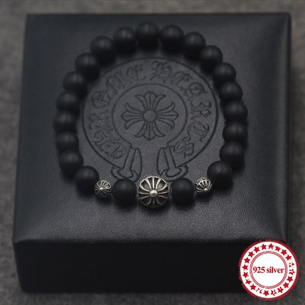s925 obsidian sterling silver men's strand bracelets personality classic fashion series cross scrub modeling beads lover's gift, Black
s925 obsidian sterling silver men's strand bracelets personality classic fashion series cross scrub modeling beads lover's gift, Black