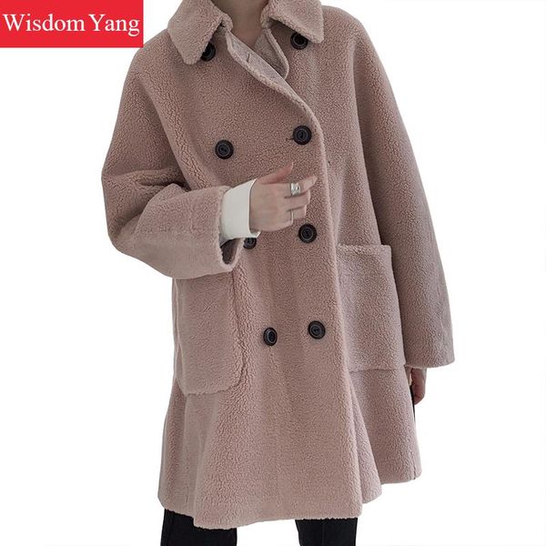 winter warm real sheep wool fleece sheep coats double breasted woolen women oversize pink overcoat ladies korean coat outerwear, Black
winter warm real sheep wool fleece sheep coats double breasted woolen women oversize pink overcoat ladies korean coat outerwear, Black
