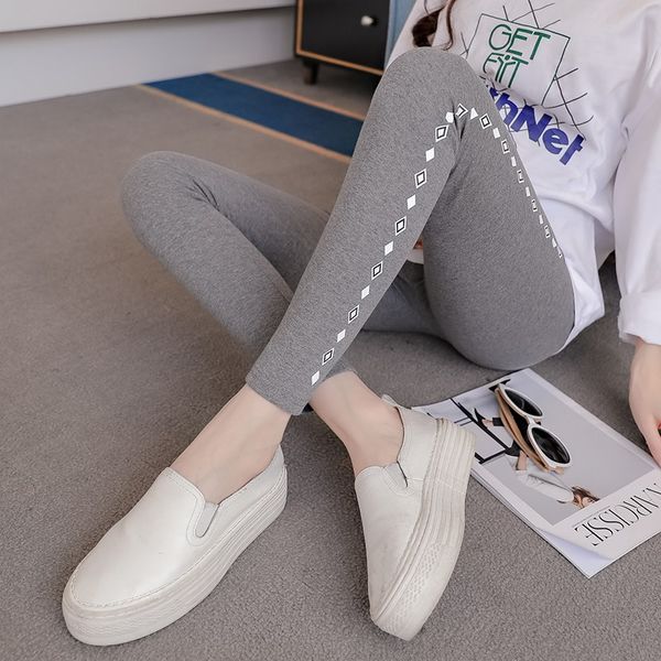 

fashion spring and autumn pregnant women leggings high elastic maternity clothes stomach lift pants printing pregnancy library, White