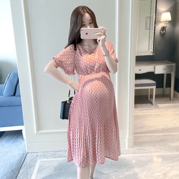 bonjean pregnant women midi pleated chiffon dress pink polka dots summer pregnancy clothes loose plus size maternity dresses, White
bonjean pregnant women midi pleated chiffon dress pink polka dots summer pregnancy clothes loose plus size maternity dresses, White