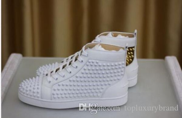 2017 luxury shoe men flat shoe spikes white gold leather sneakers shoe high-red bottom men sneaker, Black
2017 luxury shoe men flat shoe spikes white gold leather sneakers shoe high-red bottom men sneaker, Black
