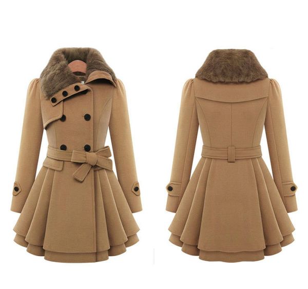faux fur collar woolen coat elegant double-breasted belt slim mid long thick coat warm women outerwear winter clothing, Black
faux fur collar woolen coat elegant double-breasted belt slim mid long thick coat warm women outerwear winter clothing, Black