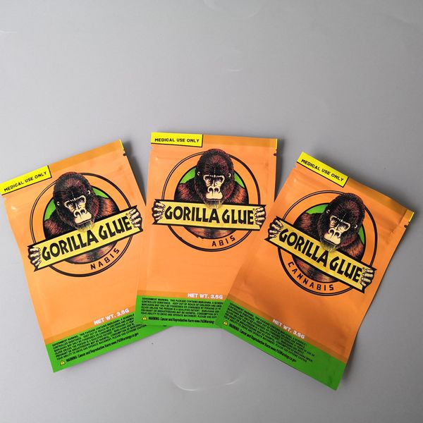 New Gorilla Glue Bag 3.5g Smell Proof Bags Vape Packaging For Dry Herb Gorilla Glue Mylar Zipper Bag Dhl Free
