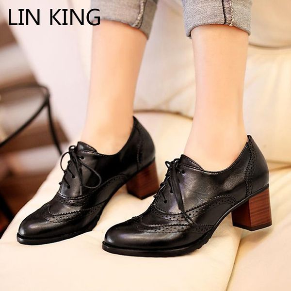 lin king new big size pointed toe women pumps square heel brogue short shoes lace up high heel shoes ladies office oxdords, Black
lin king new big size pointed toe women pumps square heel brogue short shoes lace up high heel shoes ladies office oxdords, Black